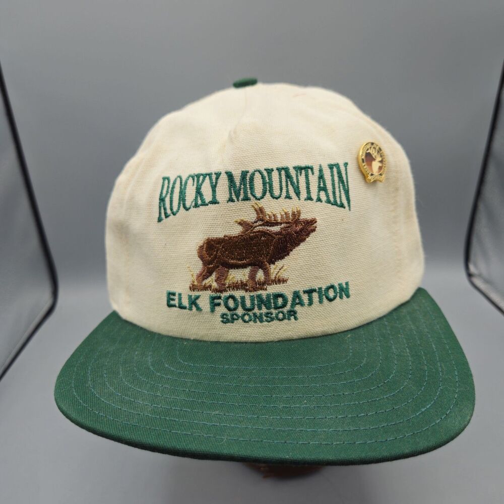 Vintage Rocky Mountain Elk Foundation Sponsor Snapback Hat  Hunting Trucker